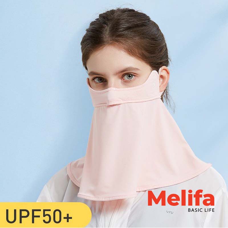 Khẩu trang chống nắng trùm cổ vai , chống tia UV UPF50+ chất cotton lụa  mã MELI0066