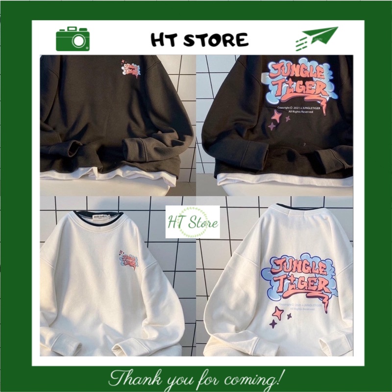 ÁO SWEATER NỈ UNISEX NAM NỮ JUNGLE TIGER FORM RỘNG (ẢNH THẬT Ở CUỐI) HT STORE