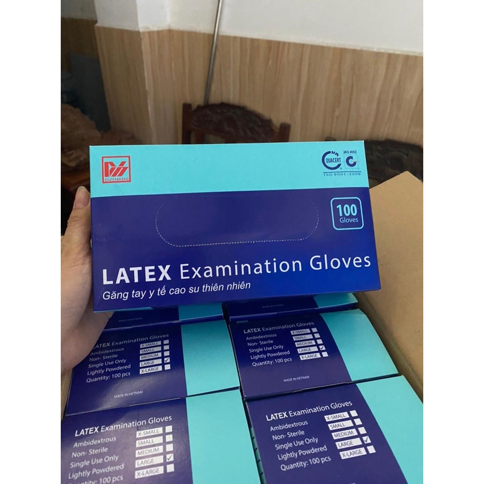 Găng tay y tế Latex  màu trắng không bột