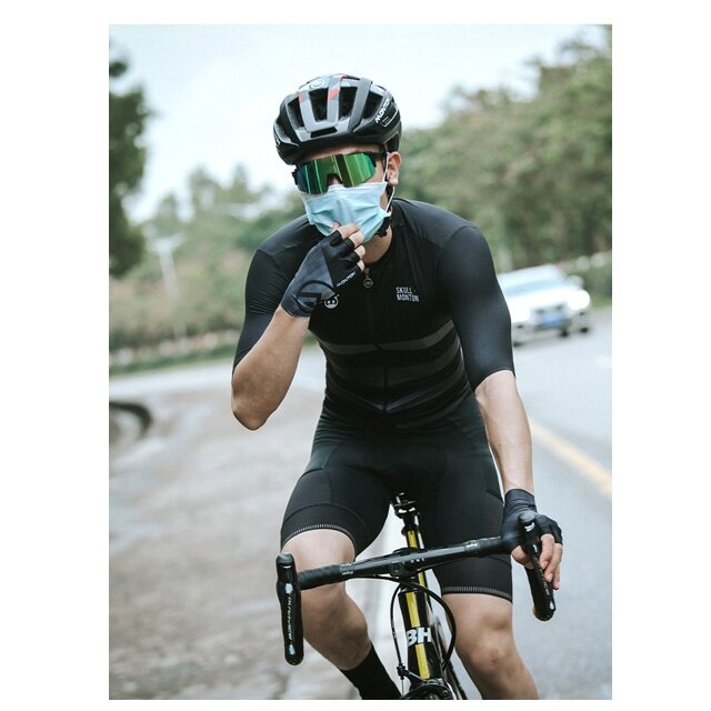 Monton MENS Tay Ngắn Đi Xe Đạp Mặt Nạ Đen