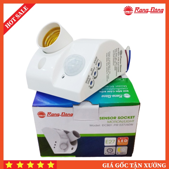 Đui Đèn Cảm Biến Chuyển Động Rạng Đông Hồng Ngoại Tự Động Bật Tắt , Đui Đèn E27 Cảm Ứng Chuyển Động