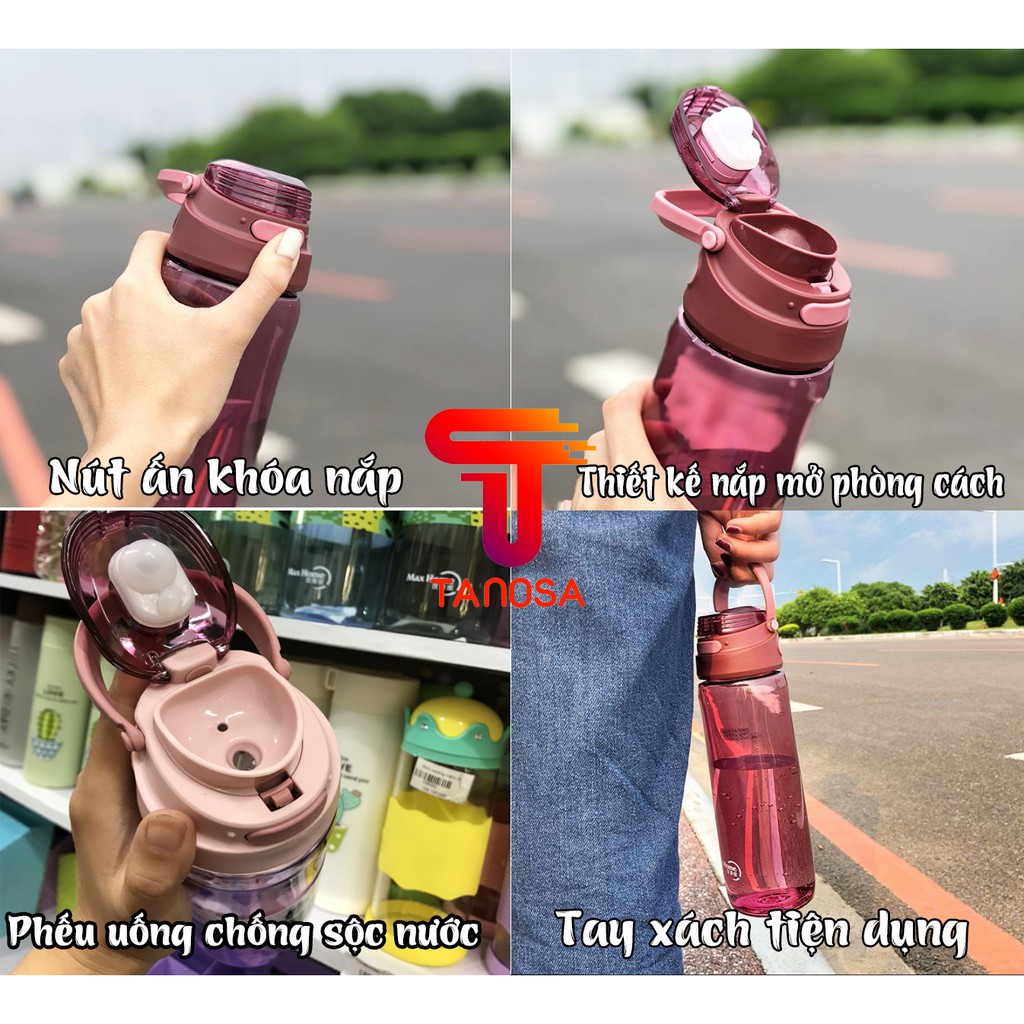 [Ảnh thật] Bình nước thể thao Max Home 750ML có phễu chống sốc nước - T3A2