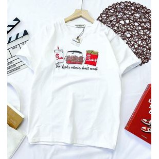 áo thun tay lỡ họa tiết đồ ăn ( hình thật )