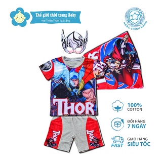 Bộ quần áo siêu nhân người sấm sét, thor, đồ lửng cho bé trai B148 tặng kèm choàng và mặt nạ