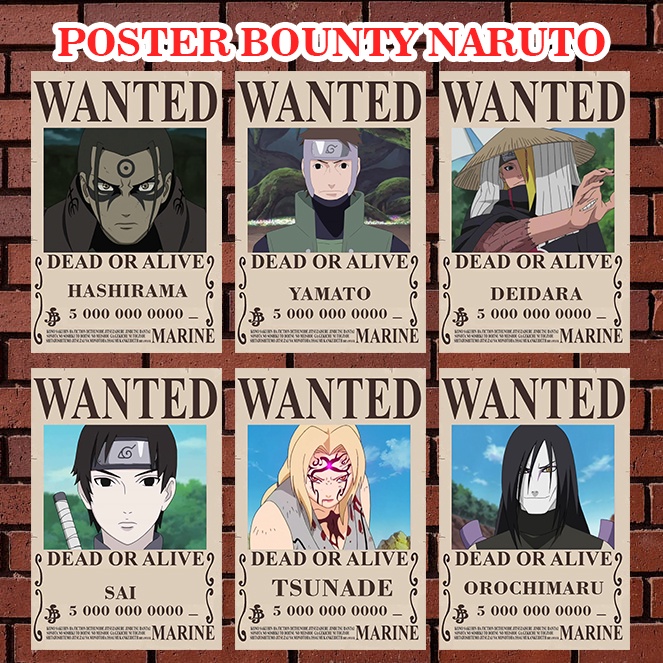 Set Poster Truy Nã Bounty Naruto Buruto Sasuke Sakura Kakasi Ukuran - Poster Dán - TẶNG STICKER