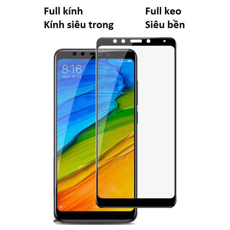 [Freeship đơn từ 50k] Kính cường lực phủ full màn hình 5D Xiaomi Redmi 5 Plus (Đen)