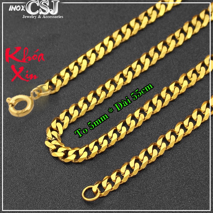 Dây chuyền nam kiểu lặc vát cạnh 5mm khóa xịn siêu đẹp, bền màu - Đem lại đẳng cấp phong độ cho người đeo