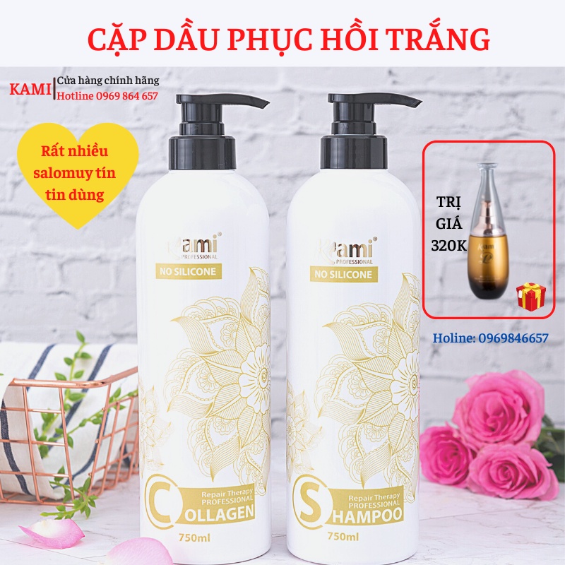 Cặp dầu gội xả phục hồi hương nước hoa cao cấp Kami siêu mềm mượt