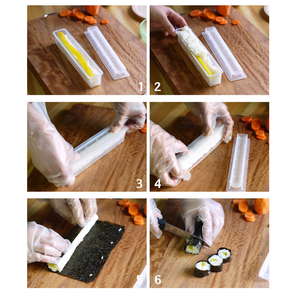 CONOPERY Bộ 3 khuôn dụng cụ làm cơm cuộn sushi chống dính