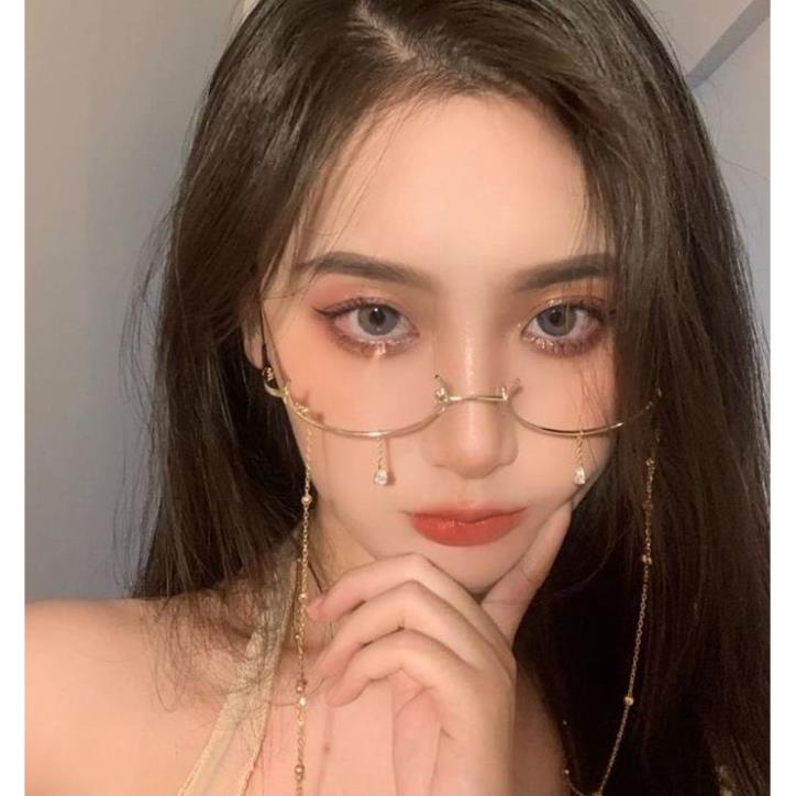 Mắt Kính Nửa Gọng Phong Cách Hàn Quốc Cá Tính D73