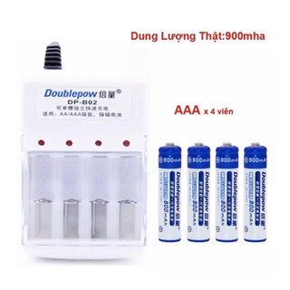 Bộ sạc 4 viên pin đũa Pin sạc AA 1.2V - 900mAh Double Pow