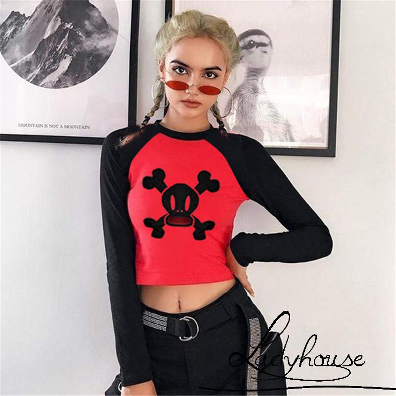 Áo Thun Crop Top Tay Dài Cổ Tròn In Họa Tiết Ngôi Sao Lấp Lánh Thời Trang Mùa Hè Cho Nữ