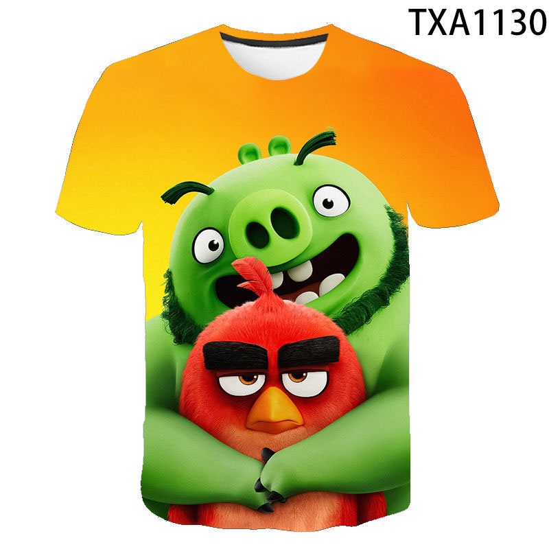 Áo Thun Tay Ngắn In Hình Angry Birds 3D Thời Trang