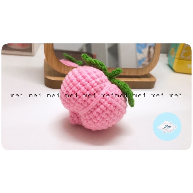 MÓC KHOÁ LEN TRÁI ĐÀO 🍑 Made by Mei- Móc khoá len handmade trái đào xinh xắn, phụ kiện Balo túi xách, hot trend
