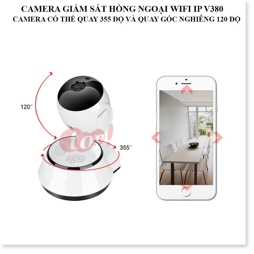 Camera Giám Sát Wifi V380 ✔Chính Hãng✔️ Kết nối không dây qua điện thoại, Đàm thoại 2 chiều, Xoay 360.