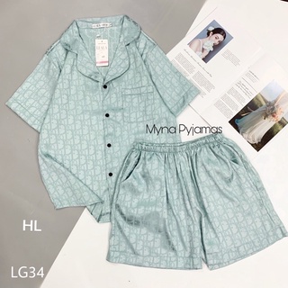 Bộ pyjama lụa gấm áo cộc quần cộc 6 màu