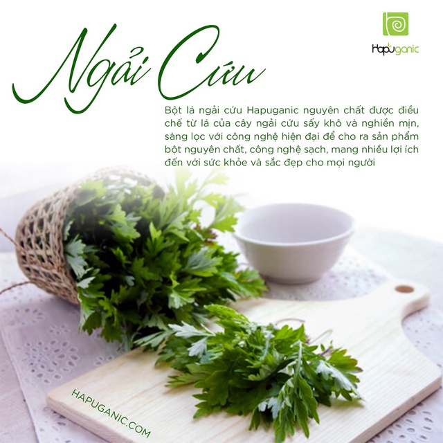 Bột Ngải Cứu Nguyên Chất Hapu Organic Từ Ngải Cứu Sấy Lạnh Thiên Nhiên