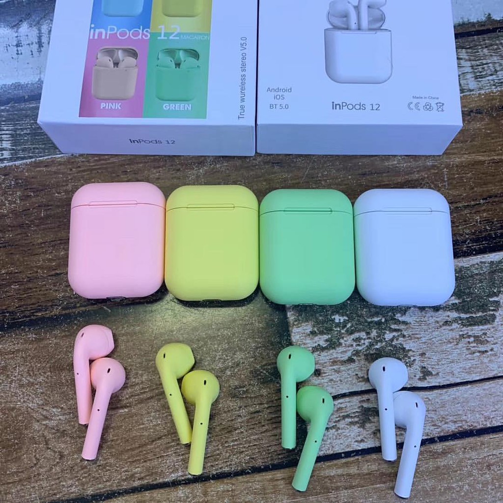 Tai Nghe Nhét Tai inPods 12 Eleven i12 TWS Macaron Bluetooth 5.0 Âm Thanh Hifi Chất Lượng Cao