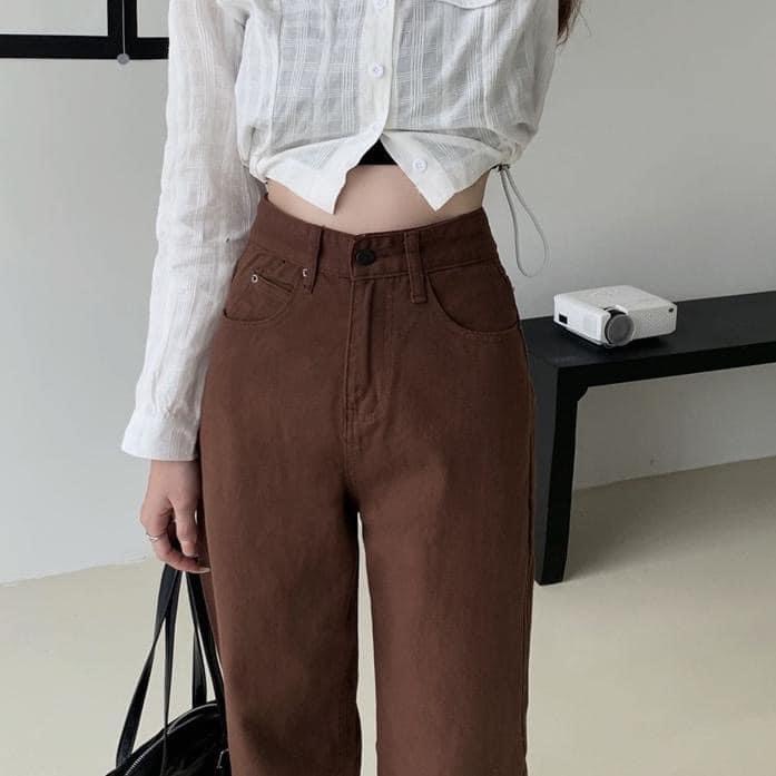 Quần jeans ống rộng nâu hot CEN FASHION