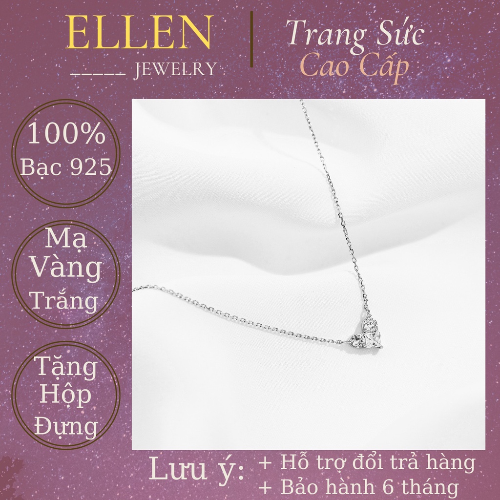 Vòng cổ dây chuyền bạc đính đá Ellen, Dây chuyền biểu tượng tình yêu . Sử dụng đá Cubic Zirconia lấp lánh và bạc cao cấp