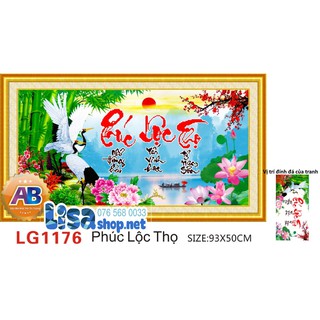 Tranh đính đá phúc lộc thọ 93x50cm chưa đính lg1176