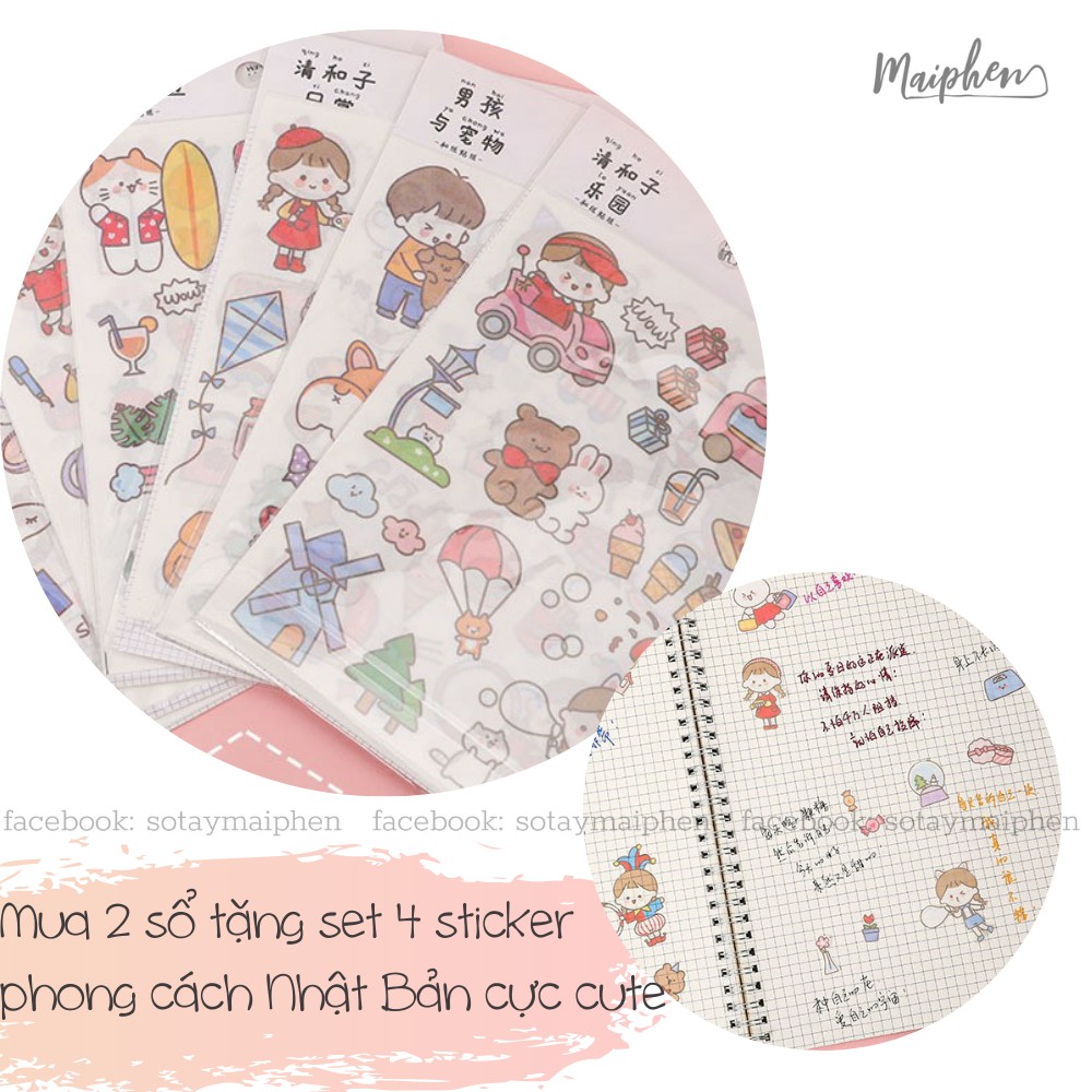 [Mua 2 sổ tặng set sticker] Sổ còng bìa cứng A5-ruột kẻ ô vuông caro/ chấm dot grid-sổ làm Bullet journal,calligraphy