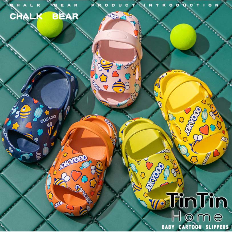 DÉP SỤC CHO BÉ TRAI, BÉ GÁI HOẠT HÌNH HỞ MŨI SIÊU ĐẸP CHALK BEAR JOKYOO, SANDAL TRẺ EM MÙA HÈ DTE09