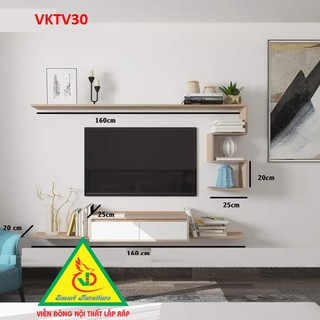 Bộ kệ ti vi treo tường trang trí vktv30- nội thất láp ráp
