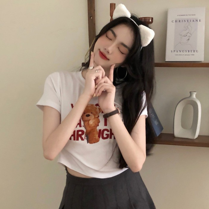 Áo Croptop In Hình Gấu Hoạt Hình Phong Cách Hàn Quốc Cho Nữ | BigBuy360 - bigbuy360.vn