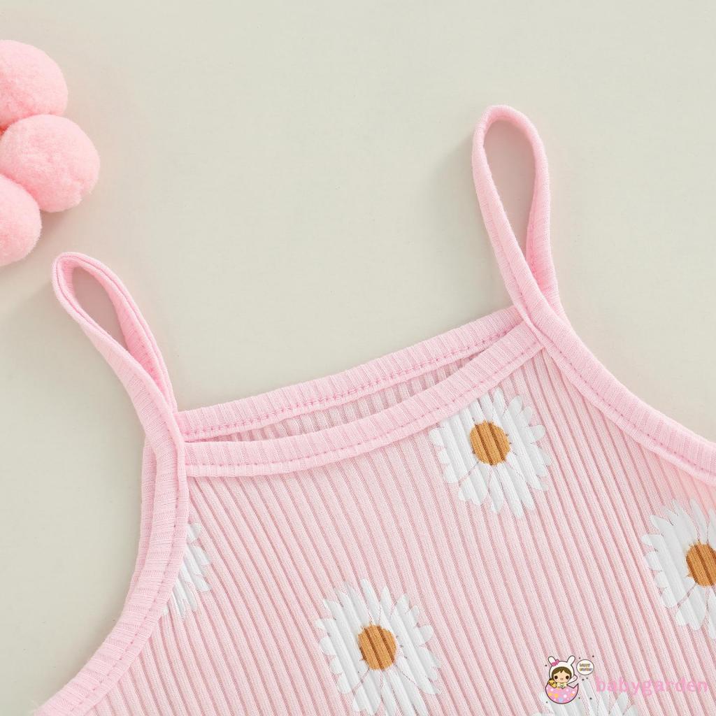 BABYGARDEN-0-24months Baby Girl Summer Romper, Sleeveless Spaghetti Strap Daisy Print One Piece Bodysuit