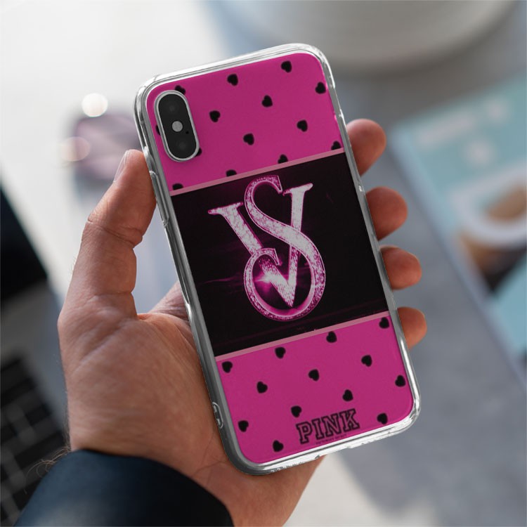 Ốp lưng logo VS VICTORIA'S SECRET Pink màu hồng đậm cho Iphone 5 6 7 8 Plus 11 12 Pro Max X Xr VICPOD00106