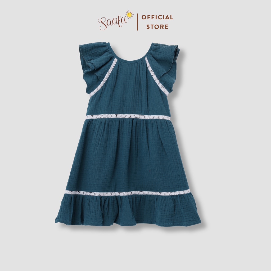 Đầm Bé Gái Tay Raglan SAOLA KIDS CLOTHING DRM006 Chất Liệu Muslin Cao Cấp Thoáng Mát