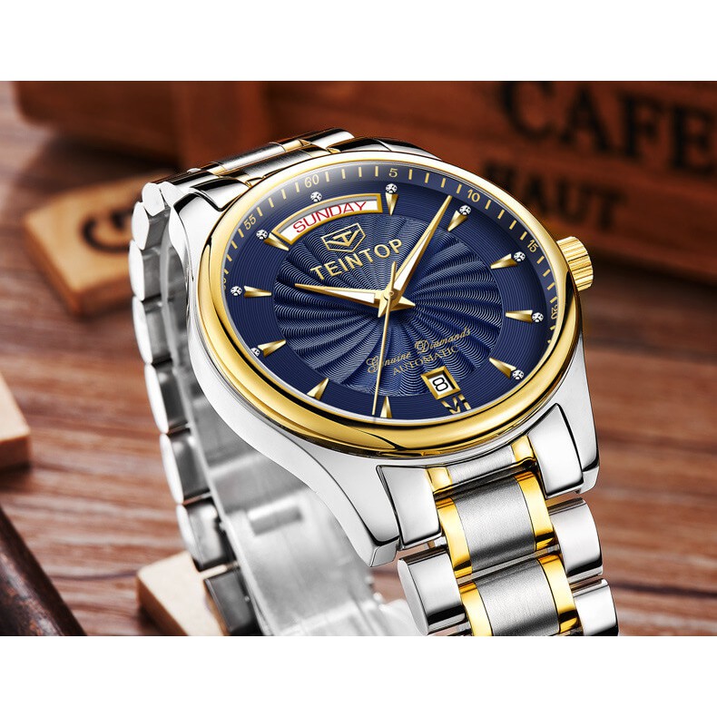 Đồng hồ nam chính hãng Teintop T7001-1 Mới 100%,Kính sapphire,chống xước,Chống nước 30m,Máy cơ (Automatic),Bảo hành 12th