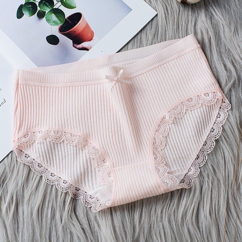 Quần Lót Cotton - Quần Lót Nữ cotton gân tăm viền ren siêu mềm mịn thoáng mát DAN STORE MÃ 1778