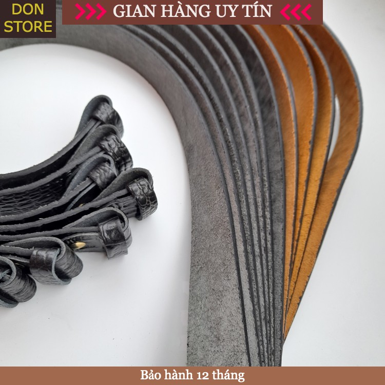 Dây Thắt Lưng Nam (không mặt) Da Bò Thật Vân Cá Sấu Cho Khóa Kim Cài hoặc Khóa Bấm Lỗ (3.5x125)cm
