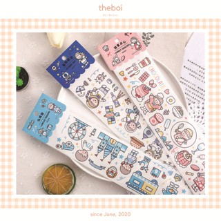 1 Tấm Sticker Dài Cô Bé Cậu Bé Trang Trí Sổ Bullet Journal Phong Cách Hàn Quốc
