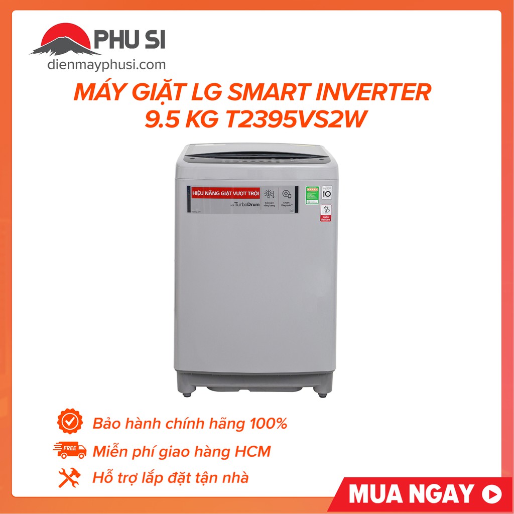 MiỄN PHÍ CÔNG LẮP ĐẶT - T2395VS2W - Máy giặt LG T2395VS2W, 9.5kg, Smart Inverter