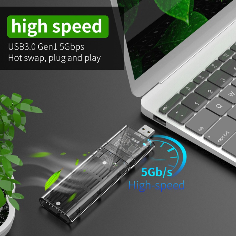 Vỏ ổ cứng ngoài M.2 NGFF SATA SSD USB3.0 Gen1 5Gb/S SATA SSD màu đen cho PC | BigBuy360 - bigbuy360.vn