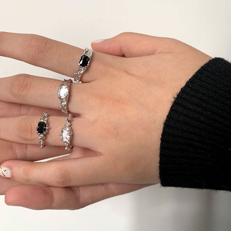 Bộ Nhẫn Đính Đá zircon Phong Cách Hiphop Thời Trang Cho Nam Nữ