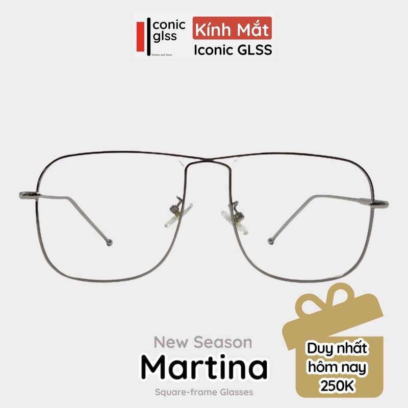 Gọng kính cận vuông tròn nam nữ MARTINA IconicGLSS chất liệu titanium cao cấp tròng mắt giả cận phong cách hàn quốc