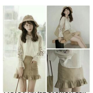 Chân Váy Ngắn Kaki Đuôi Cá Lưng Cao Thời Trang Hàn Quốc Mới - BT Fashion VA025 (Màu Kem)