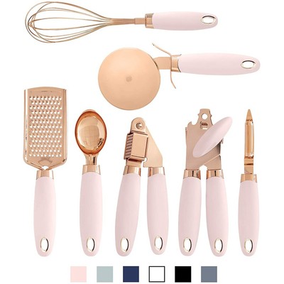WALFOS 7 Chiếc Bộ Tiện Ích Nhà Bếp Đồng Phủ Thép Không Gỉ Dụng Cụ Có Cảm Ứng Mềm Hoa Hồng Vàng Tỏi Báo Chí Pizza Cắt