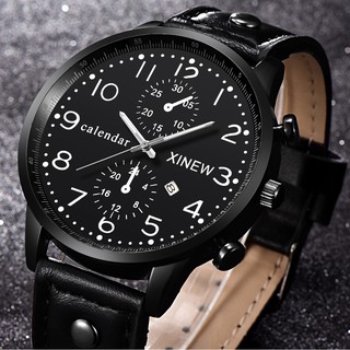Đồng hồ analog máy quartz dây da kiểu dáng thể thao