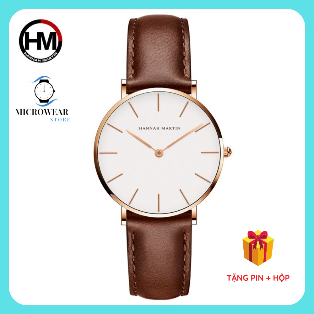 Đồng hồ nữ HANNAH MARTIN siêu mỏng hàng chính hãng máy Nhật cao cấp dây da sang trọng | BigBuy360 - bigbuy360.vn