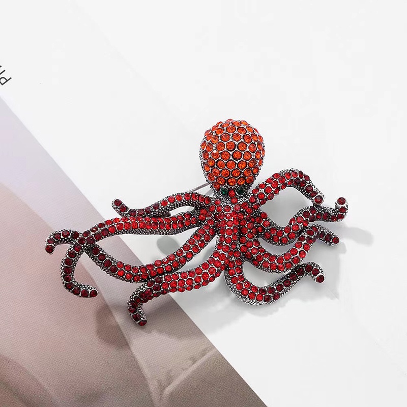 Ghim Cài Áo Hình Bạch Tuộc Đính Đá Toàn Diện Thời Trang Cho Nữ