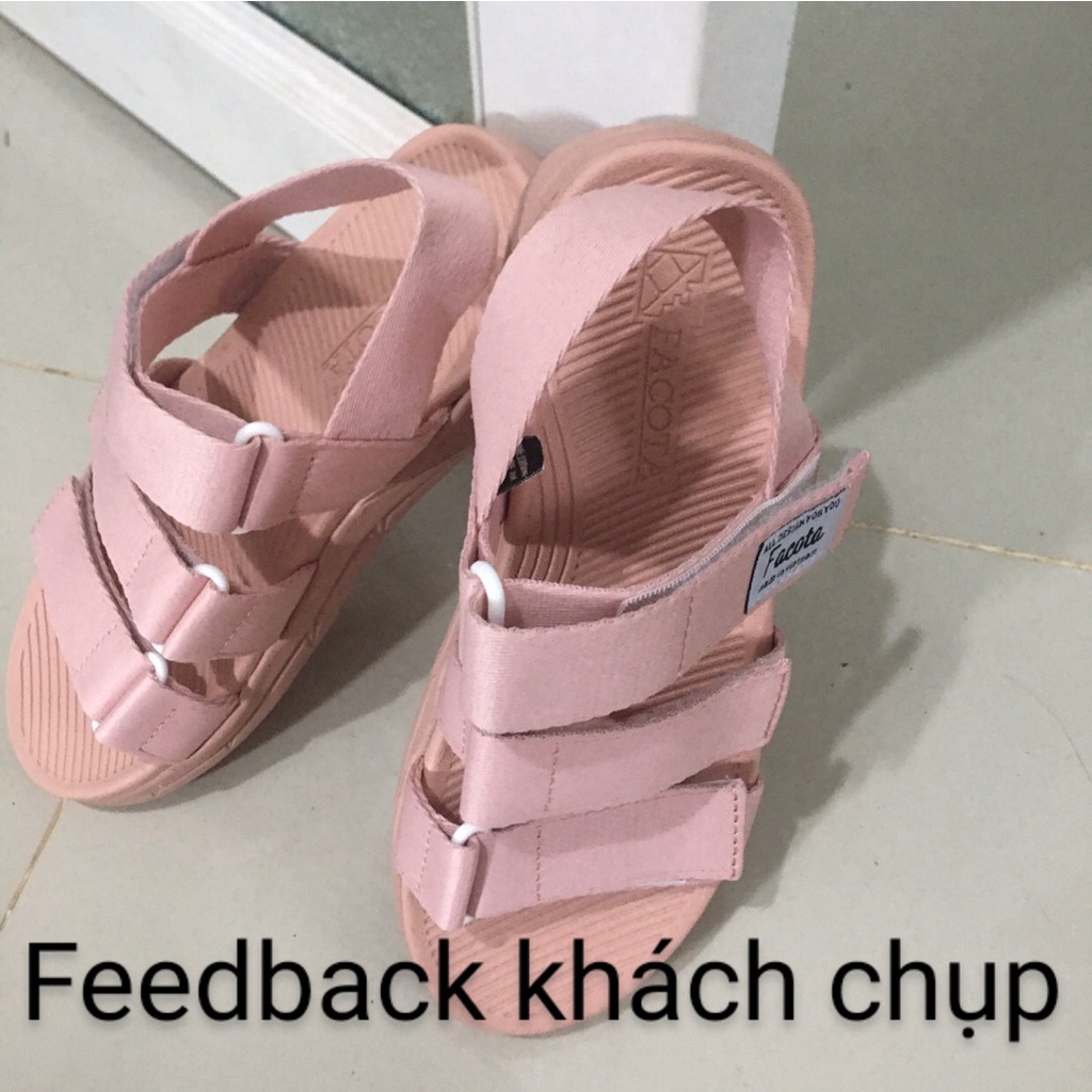 FACOTA | Giày dép sandal nữ Unisex thể thao 3 hồng phấn đi học, đi chơi GLC04
