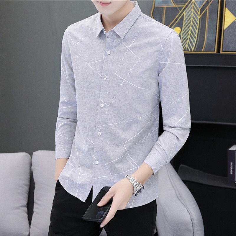 Áo Sơ Mi Dài Tay Thời Trang Công Sở Hàn Quốc Cho Nam