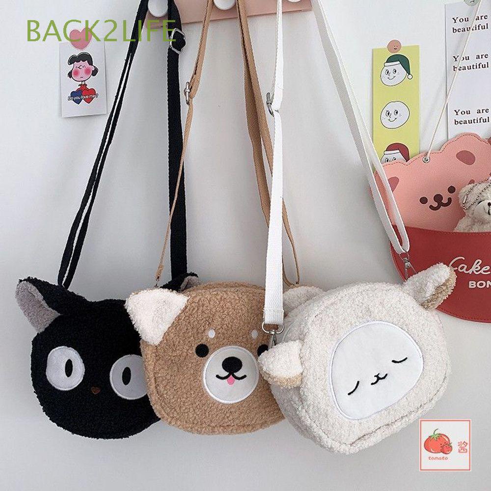 Túi Đeo Chéo Vai Hình Mèo Nhồi Bông Có Dây Kéo Thời Trang Dành Cho Nữ 2Life