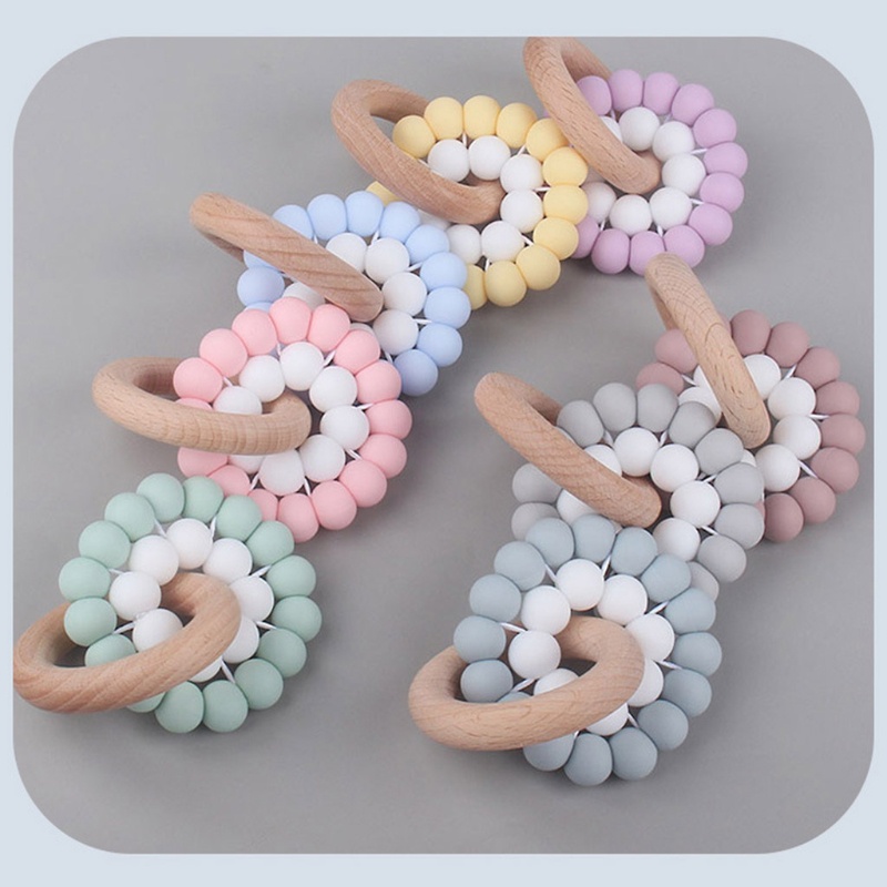 Đồ Chơi Vòng Đeo Tay Gắn Hạt Silicone Dành Cho Bé Gặm Mọc Răng