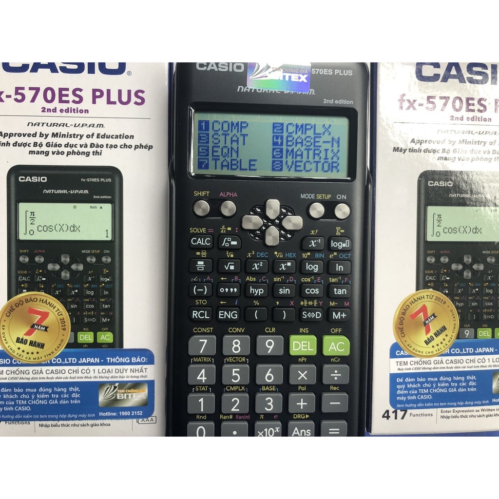 Máy Tính Casio FX 570ES Plus New 2nd Edition Nhập Khẩu Thái Lan 7 Năm Bảo Hành Chính Hãng 417 Tính Năng